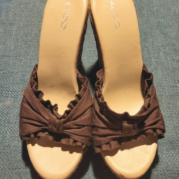 Brown wedge platform sandal high heel - Picture 2 of 9